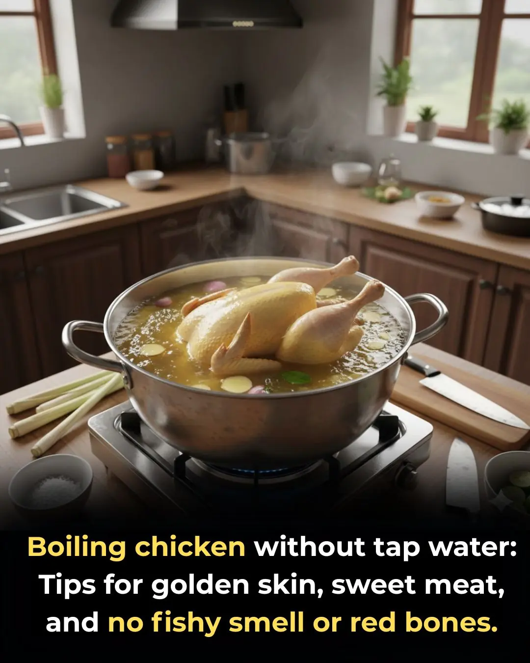 Boiling chicken without tap water