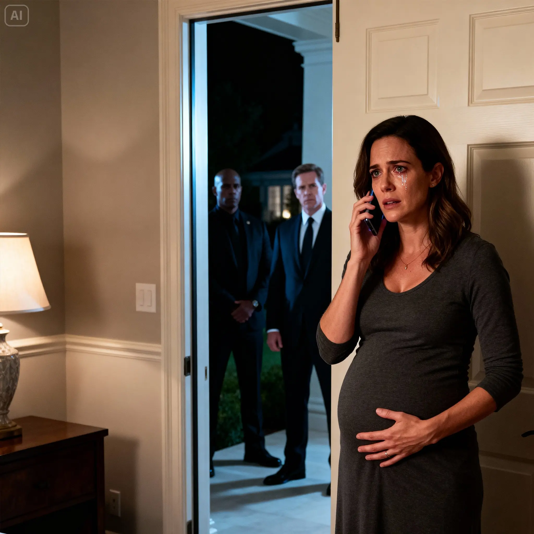 I heard my husband’s voice through the door, cold and steady: “Make sure she loses the baby. I want my mistress and my son in this house.” My hands shook as I realized he had hired bodyguards to destroy me.
