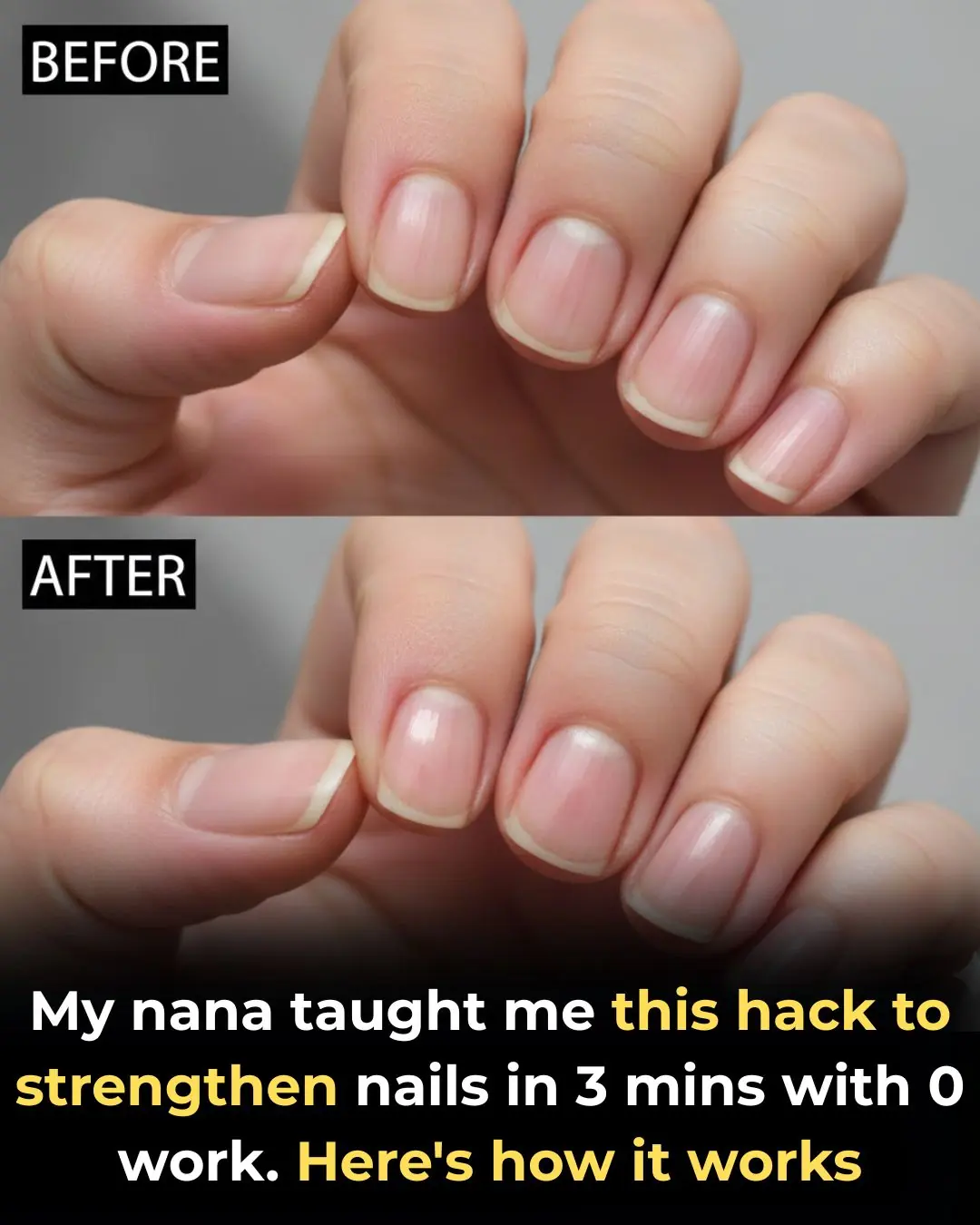 My nana taught me this hack to strengthen nails in 3 mins with 0 work. Here’s how it works