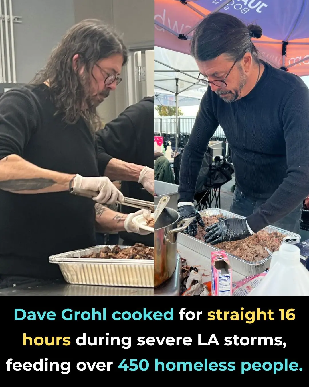 Dave Grohl Spends 16 Hours Cooking Hot Meals for Over 450 Homeless People During Los Angeles Winter Storm
