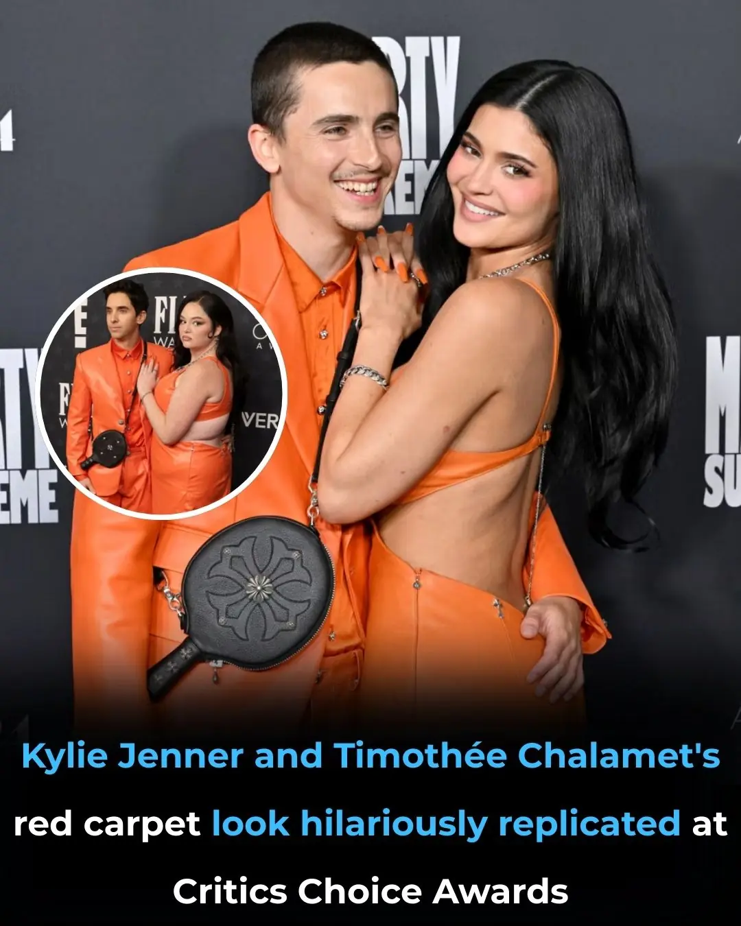Kylie Jenner and Timothée Chalamet's red carpet look hilariously replicated at Critics Choice Awards