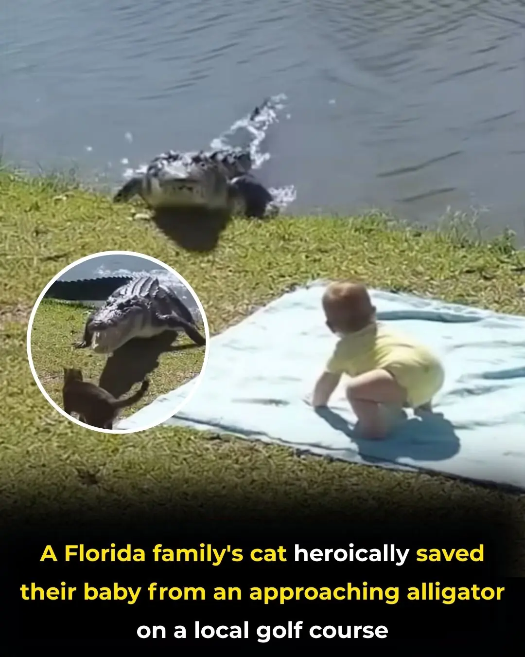 A Hero on Four Paws: How a Cat’s Instincts Saved a Baby from an Alligator