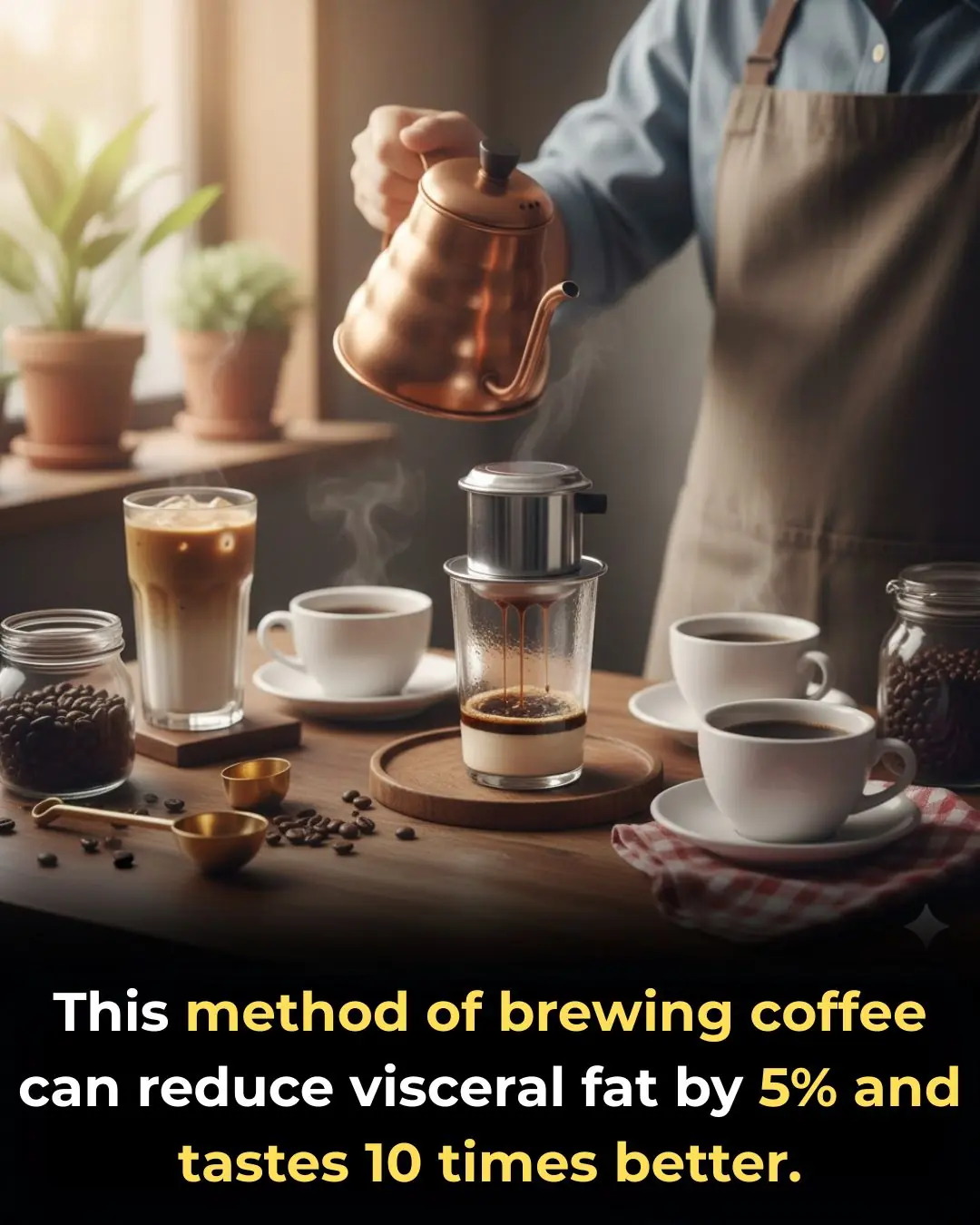 This method of brewing coffee reduces visceral fat by 5% and tastes 10 times better.