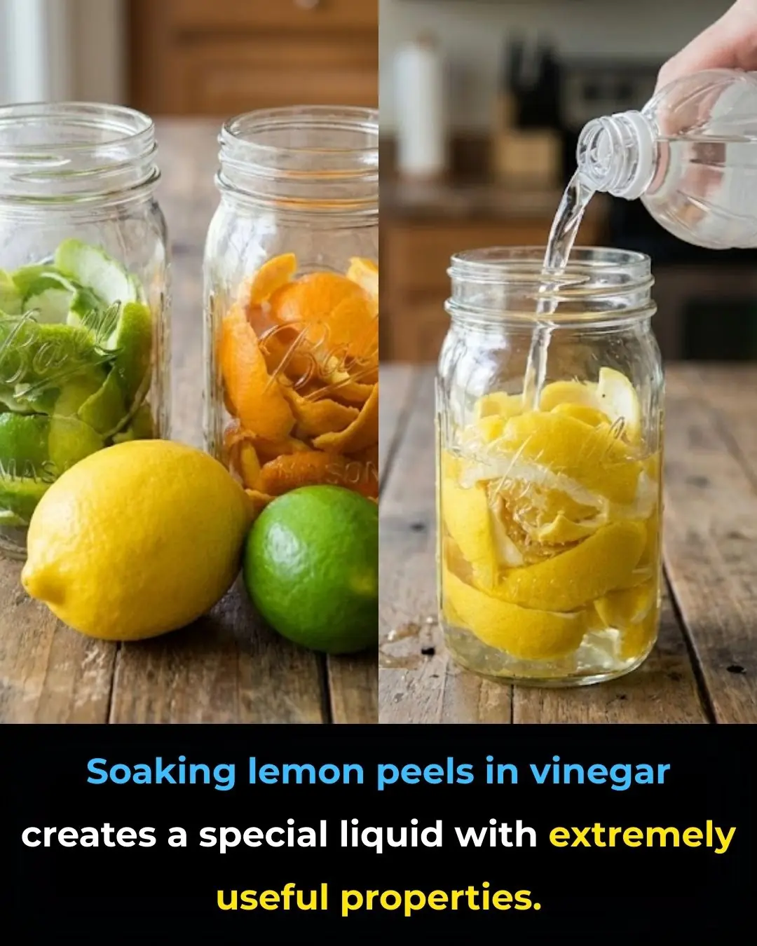 Soaking lemon peels in vinegar creates a special liquid with extremely useful properties
