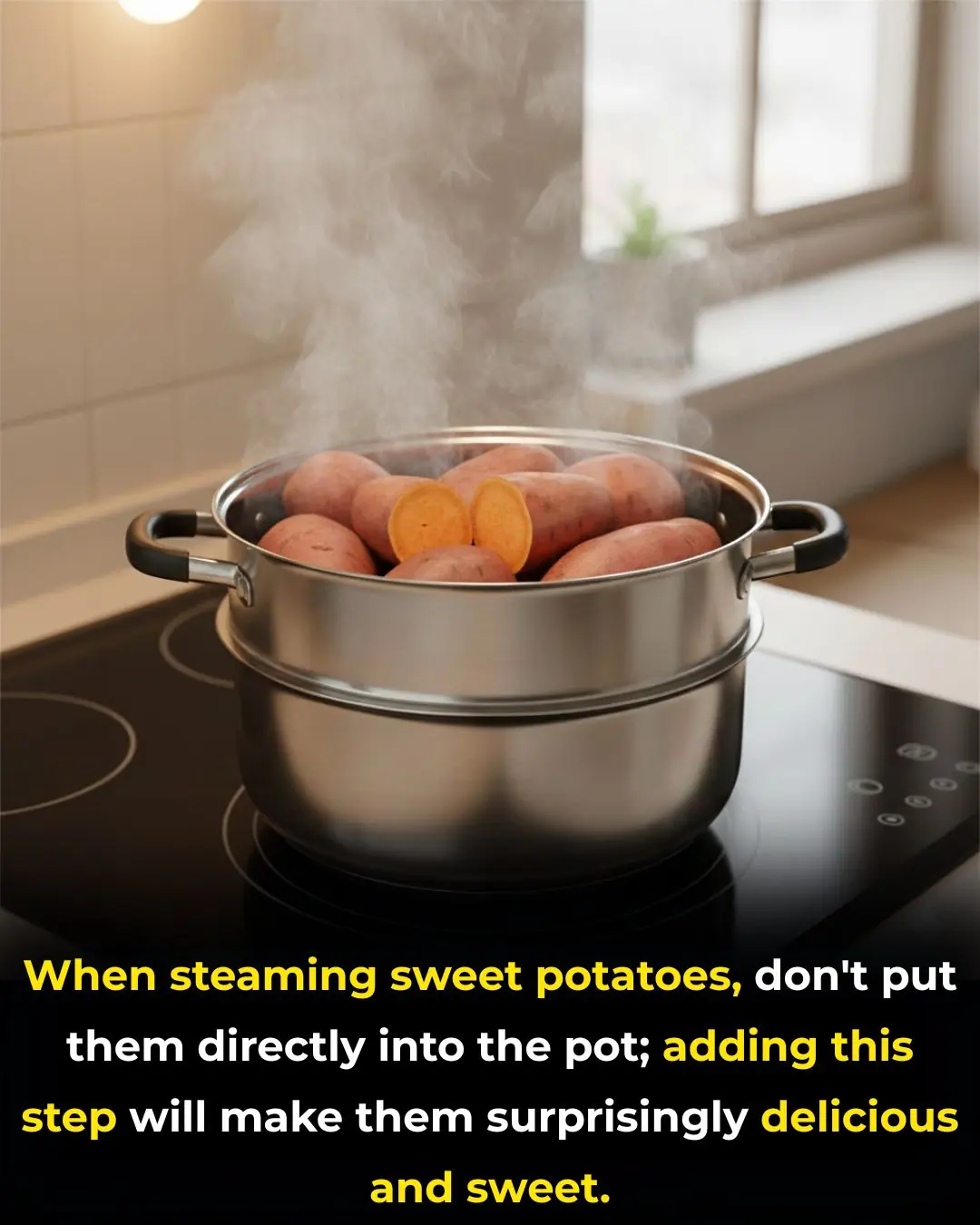 When steaming sweet potatoes, don't put them directly into the pot; adding this step will make them surprisingly delicious and sweet.