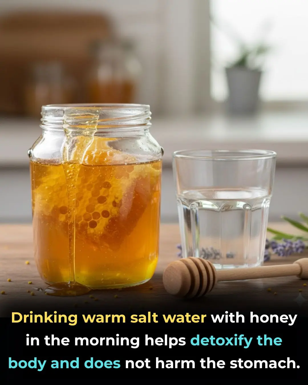 Drinking warm salt water with honey in the morning helps detoxify the body and does not harm the stomach.