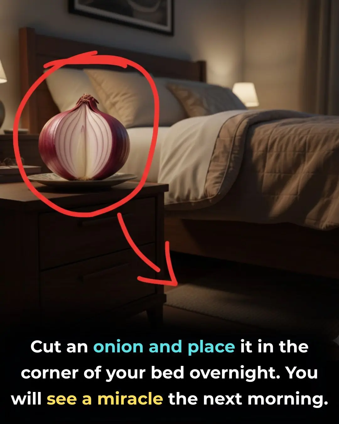 Cut an onion and place it in the corner of your bed overnight. You will see a miracle the next morning.