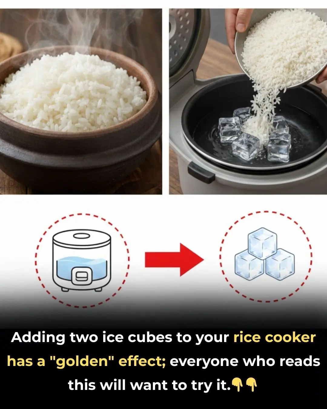 With just two ice cubes, you can achieve surprisingly delicious and fluffy rice!