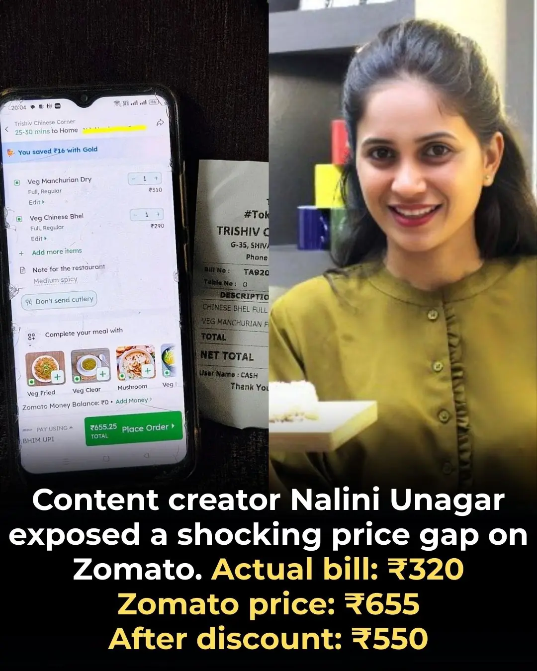 Nalini Unagar’s Viral Post Sparks Debate on Food Delivery Transparency 🍲📱