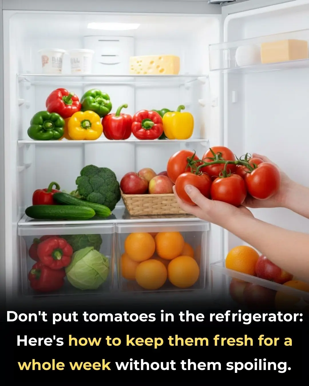 Don't put tomatoes in the refrigerator: Here's how to keep them fresh for a whole week without them spoiling.