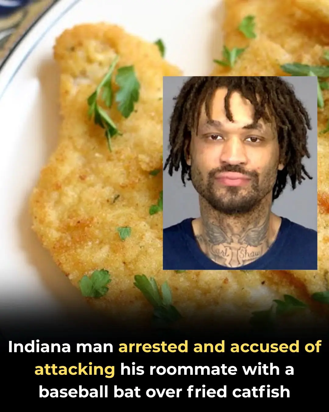 Indiana man accused of attacking roommate with mini baseball bat over takeout catfish