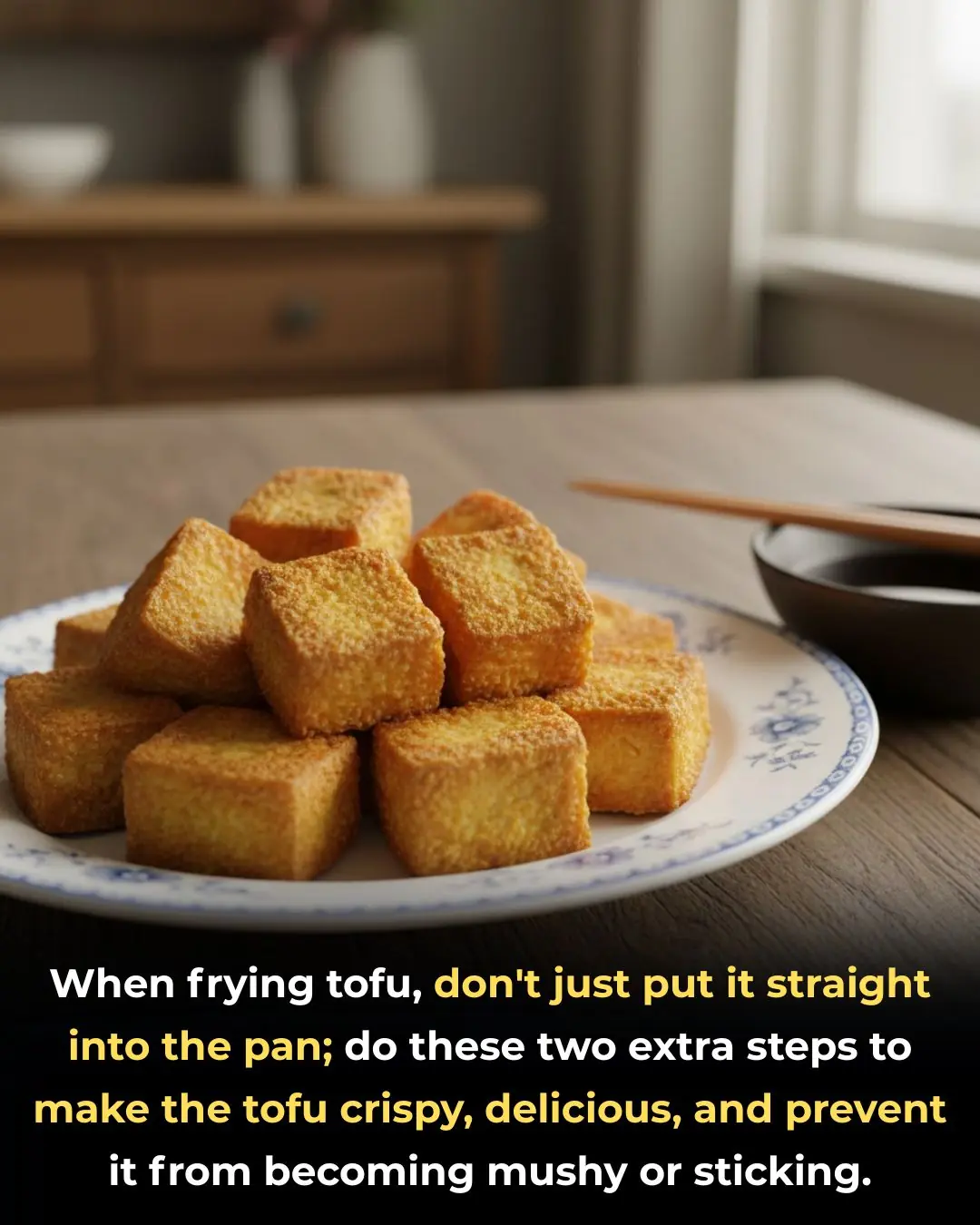 When frying tofu, don't just put it straight into the pan; do these two extra steps to make the tofu crispy, delicious, and prevent it from becoming mushy or sticking.