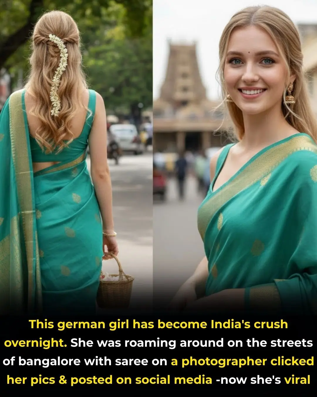 India’s Latest Internet Crush: A German Woman in a Saree 🌍🇮🇳💫