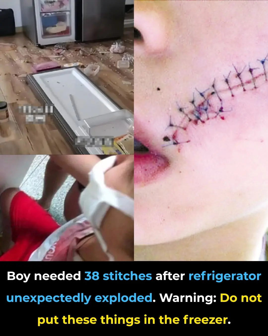 Boy Receives 38 Stitches After Refrigerator Explosion: Warning Against Storing These Items in the Freezer
