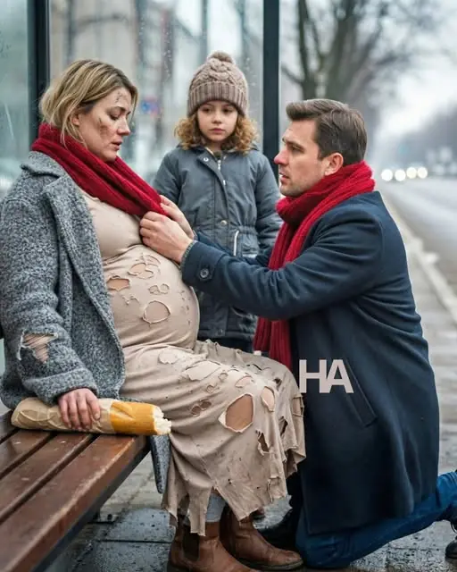 “This Is All I Can Give You”: He Dumped His Pregnant Wife at a Bus Stop with Only a Loaf of Bread—Then a Single Dad and His Daughter Pulled Up