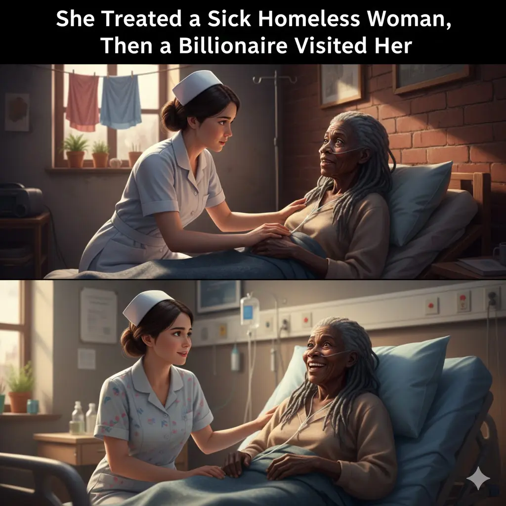 Poor Nurse Treated a Sick Homeless Woman Every Day, One Morning, a Billionaire Knocked on Her Door.