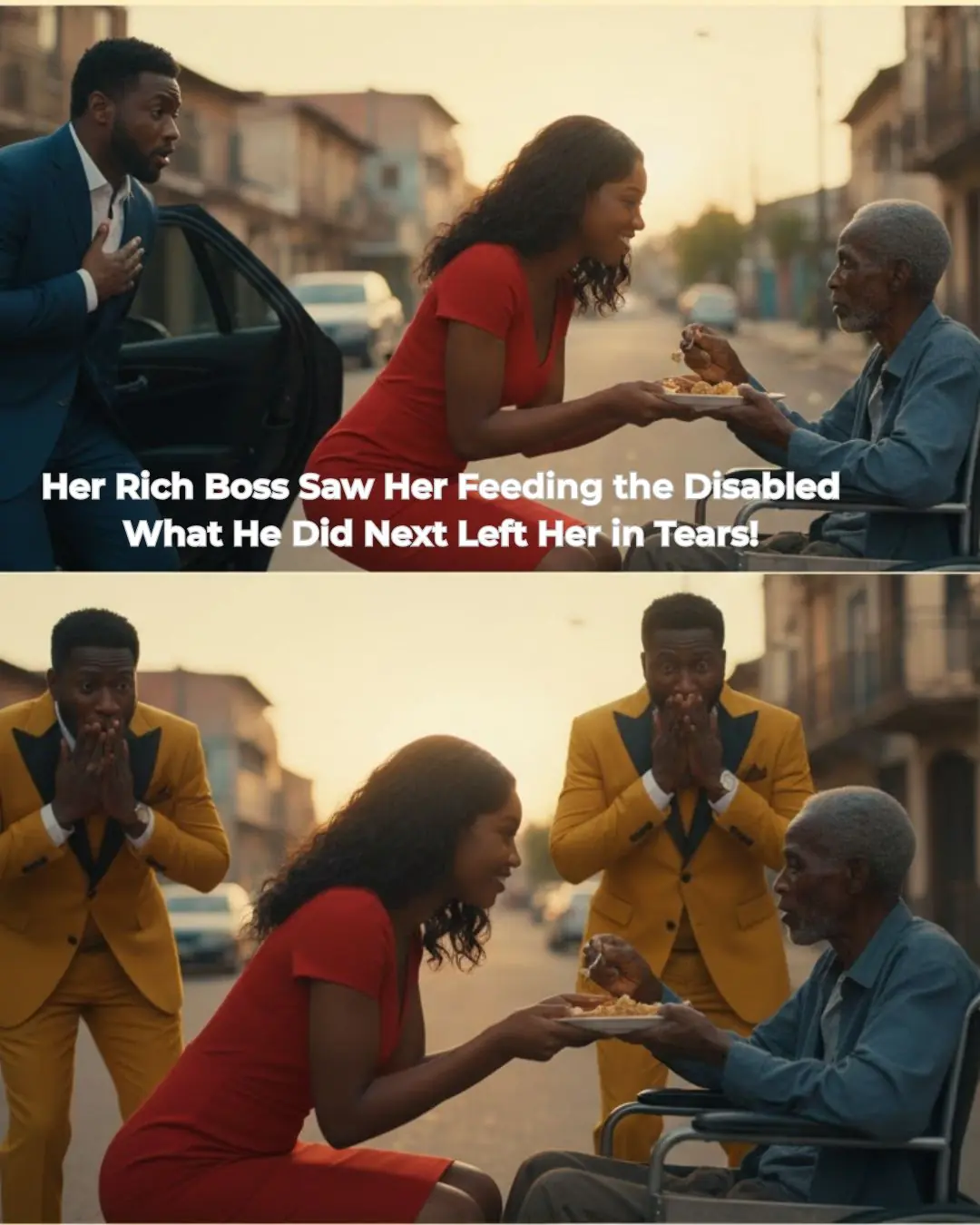 Billionaire Sees His Poor Employee Feeding Disabled People, What He Did Next Made Her cry