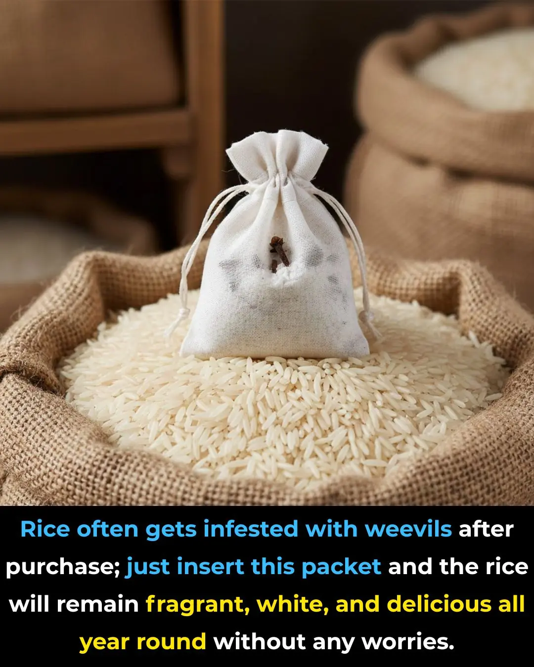 Rice often gets infested with weevils after purchase; just insert this packet and the rice will remain fragrant, white, and delicious all year round without any worries.