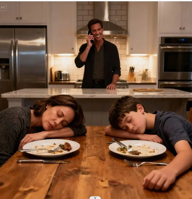 My husband cooked dinner, and right after my son and I ate, we collapsed