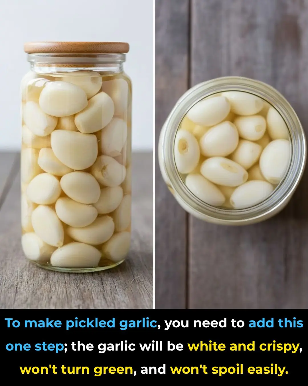 To make pickled garlic, you need to add this one step; the garlic will be white and crispy, won't turn green, and won't spoil easily