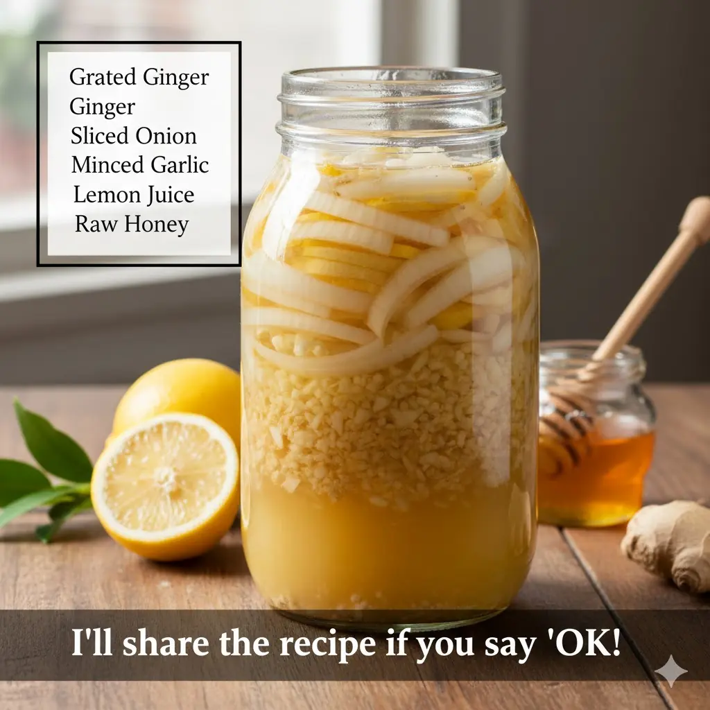 Natural Remedy with Ginger, Onion, Garlic, Lemon, and Honey: A Homemade Recipe to Boost Immunity and Ease Colds and Coughs
