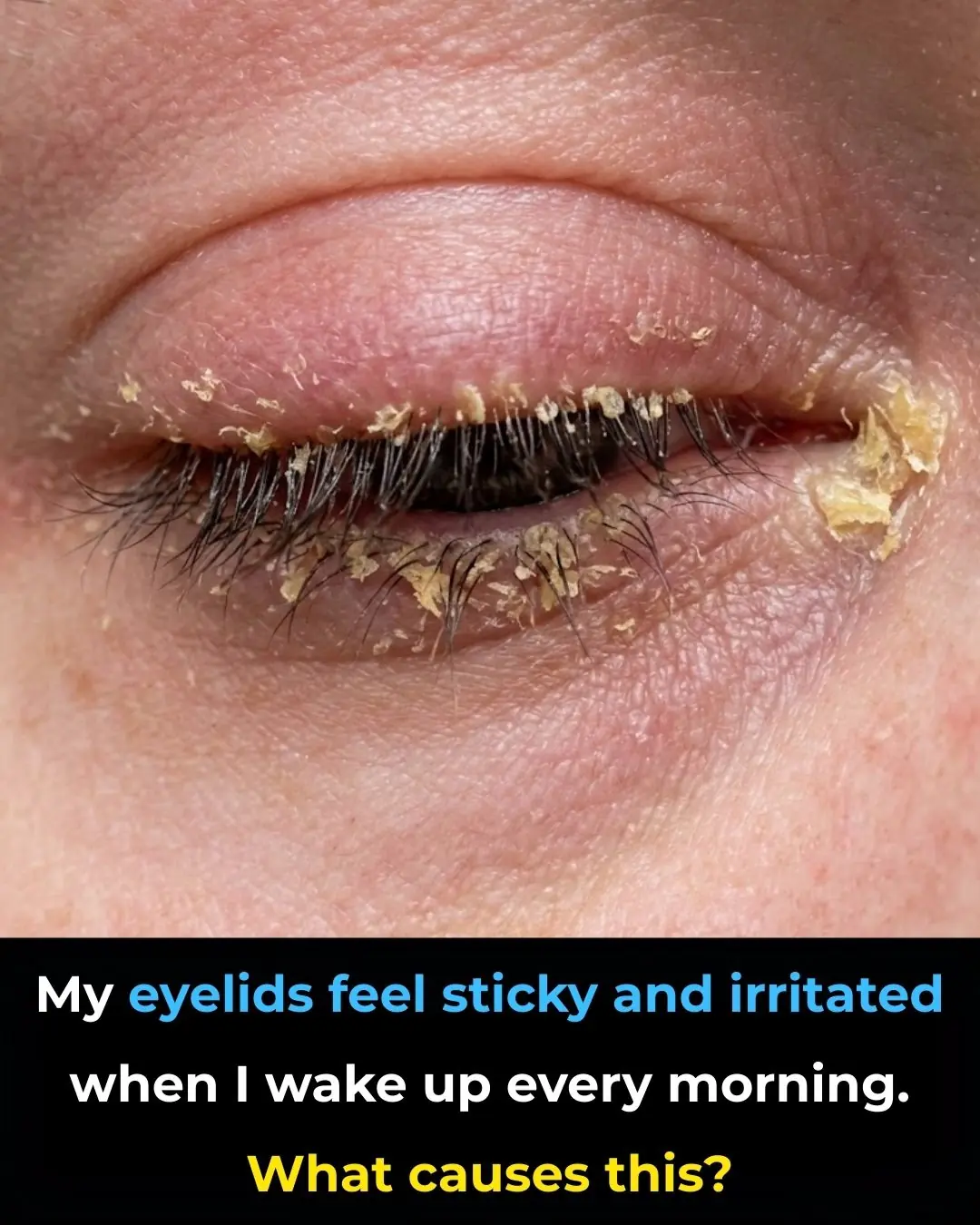 My eyelids feel sticky and irritated when I wake up every morning. What causes this?