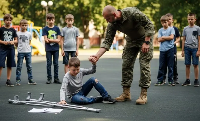 They Mocked His Crutches, Not Knowing His Marine Father Was Watching. What Happened Next Changed the Whole School