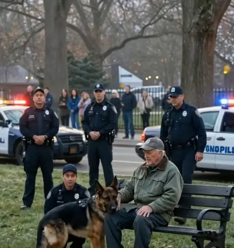 On a quiet morning, an old man sat on a park bench