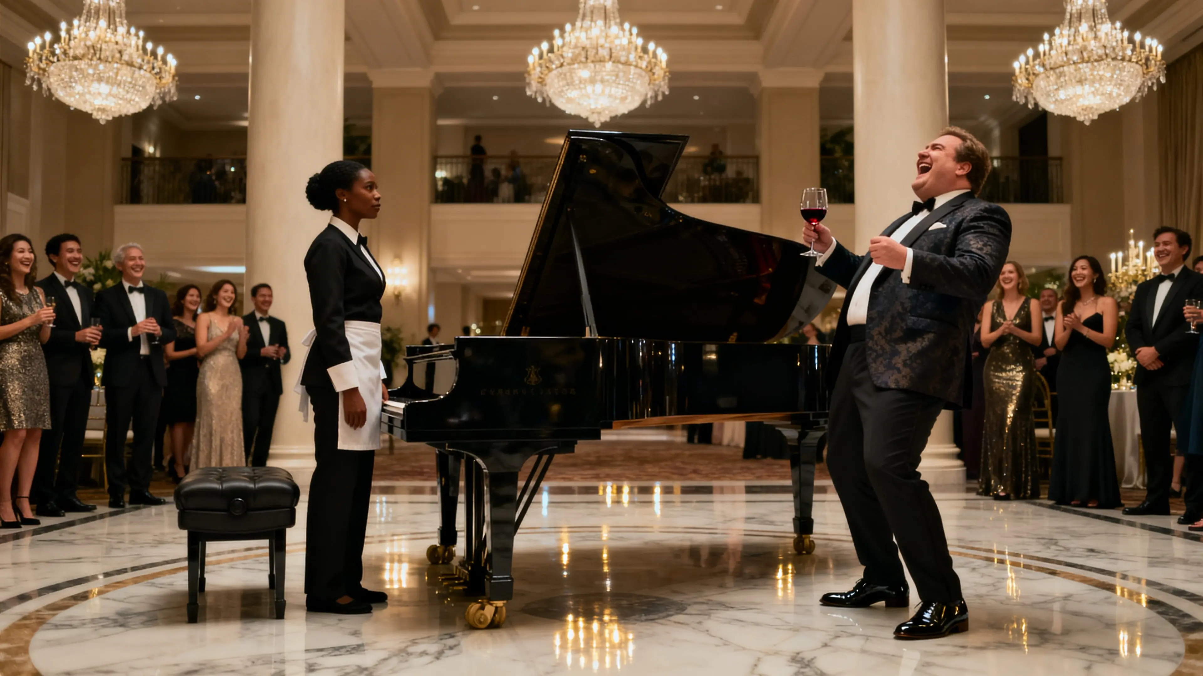 Rich Man Forces Black Waitress to Play Piano to Mock Her - But Her Talent Leaves Him Speechless