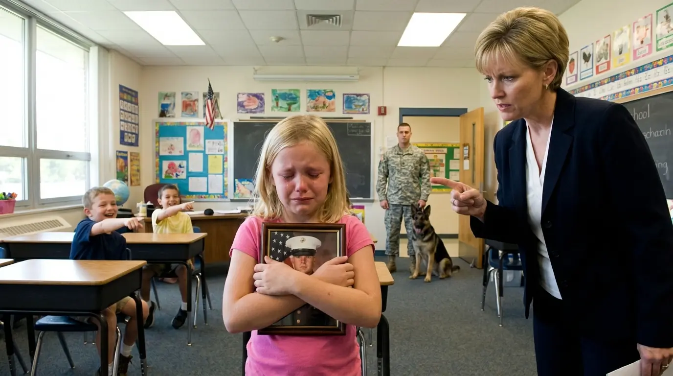 Teacher Mocked Girl, “Your Dad’s Just a Marine” — Then Stopped When He Walked In With His K9….
