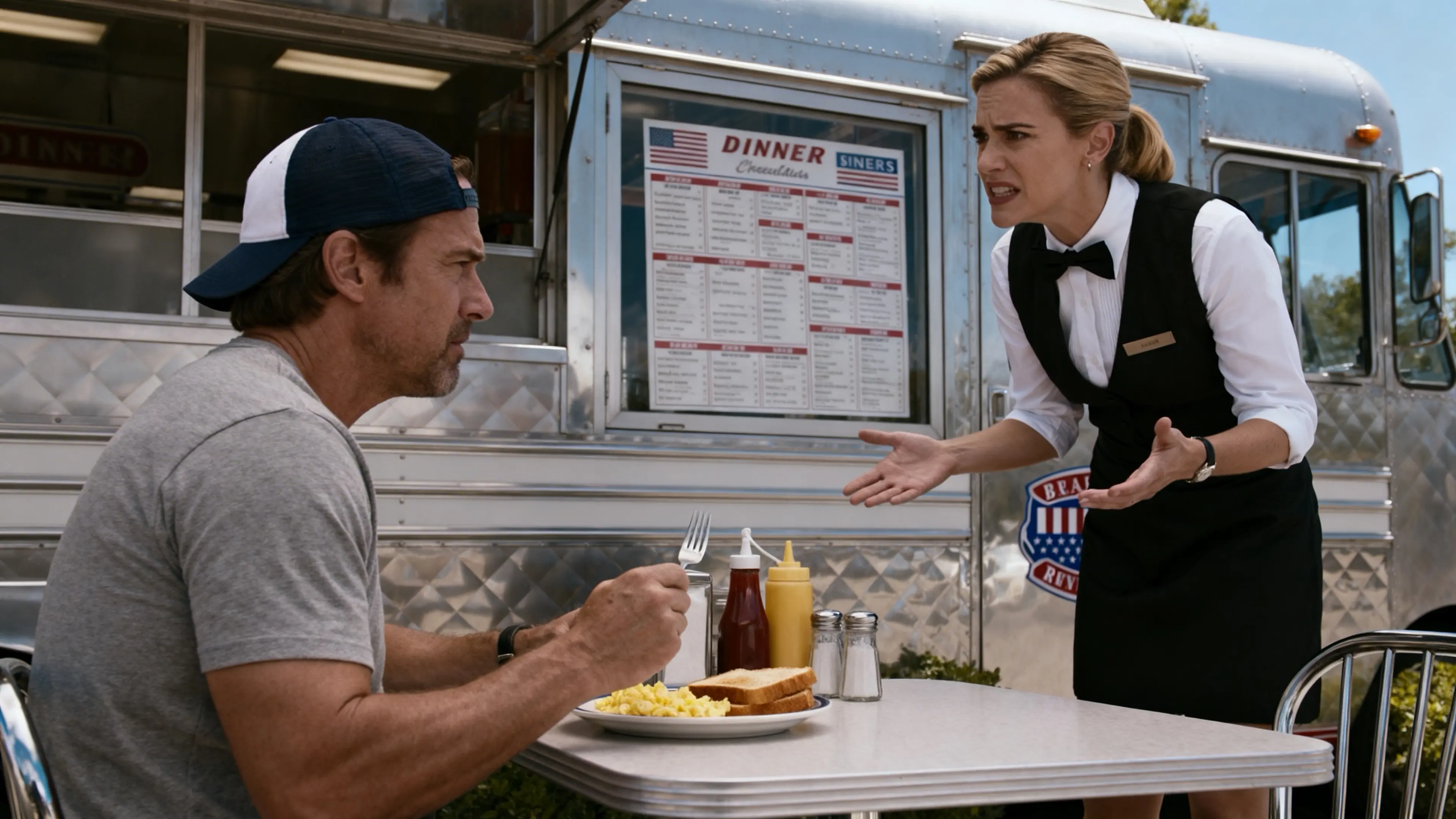 Undercover boss orders breakfast at his own restaurant - Freezes when waitress complains about tips