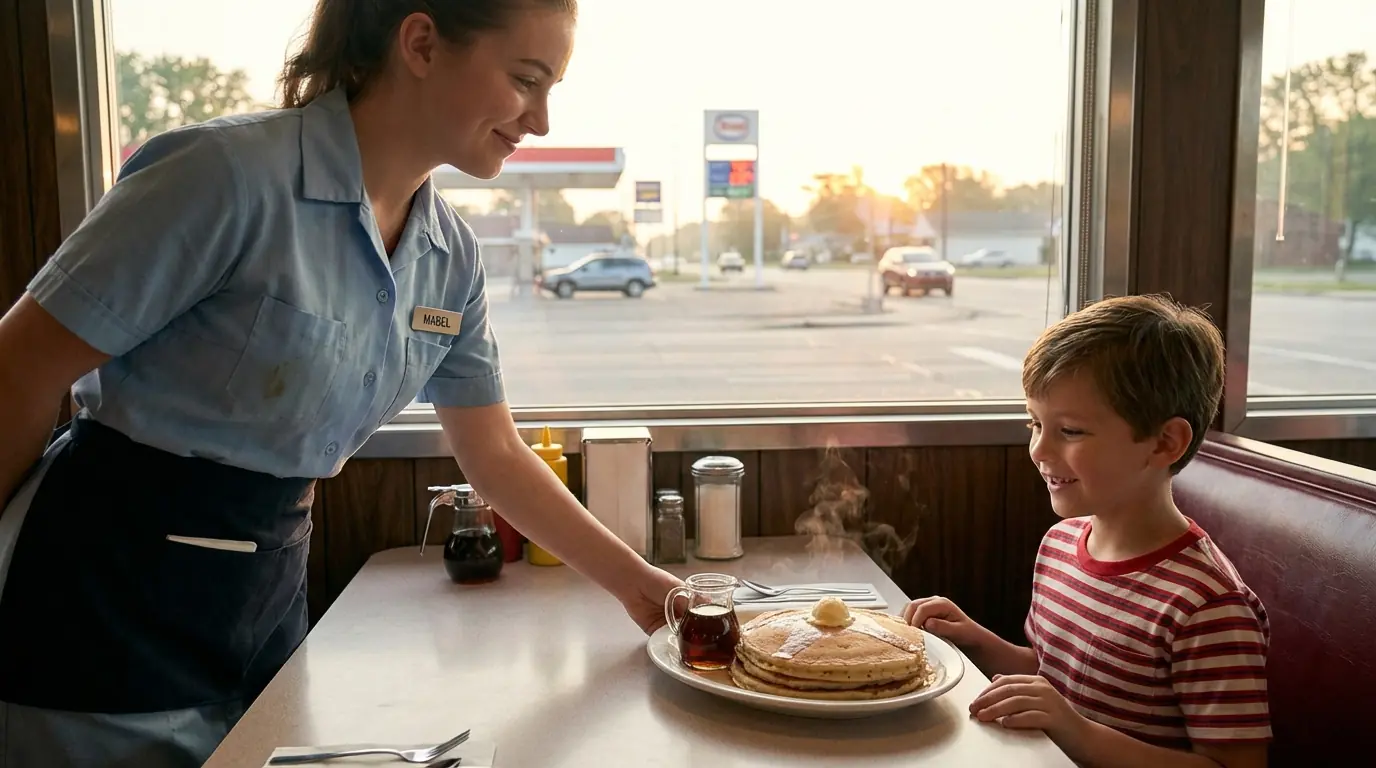 A Shy Waitress Secretly Fed a Quiet Boy Every Day — One Morning, 4 SUVs Pulled Up to Her Diner
