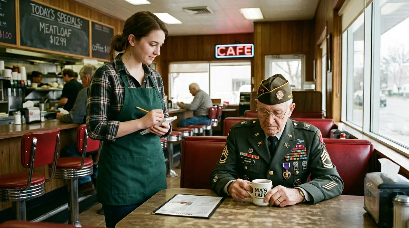 A WAITRESS CARED FOR A 94-YEAR-OLD VETERAN DAILY — UNTIL FOUR MARINES ENTERED AND SALUTED HIM