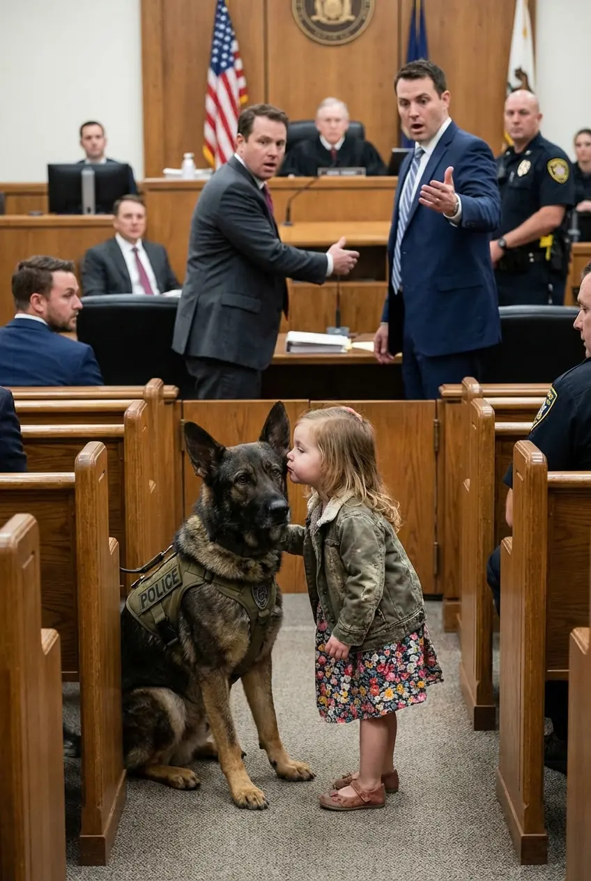 A Three-Year-Old Girl Leaned Toward a Police Dog in the Courtroom and Whispered Something No One Expected—And the Words She Spoke Brought the Proceedings to a Halt, Leaving Every Officer, Lawyer, and Spectator Utterly Speechless in the Silence That Foll