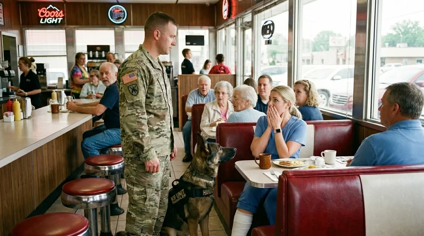Can I Sit Here’ A Navy SEAL Asked a Disabled Nurse — Then His K9 Stopped the Entire Diner