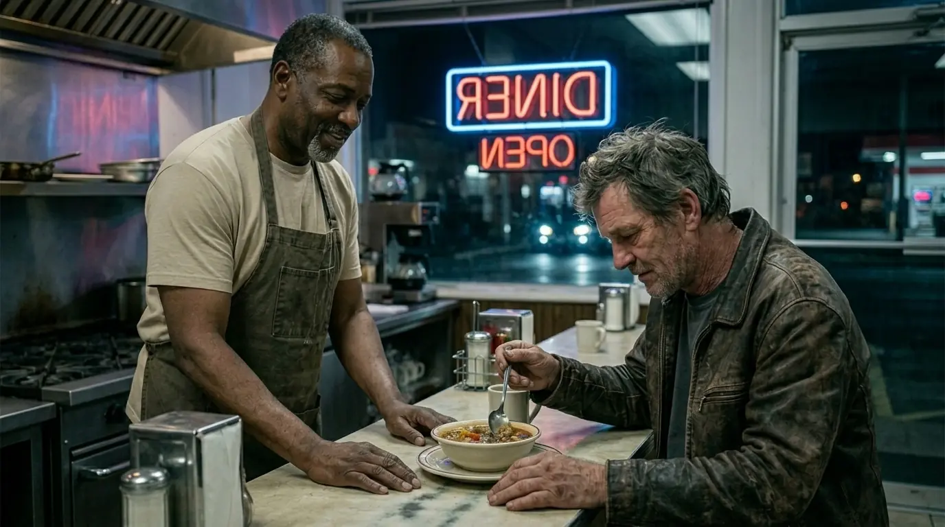 Poor Diner Owner Feeds a Broke Freezing Biker—Weeks Later His Life Was Never the Same