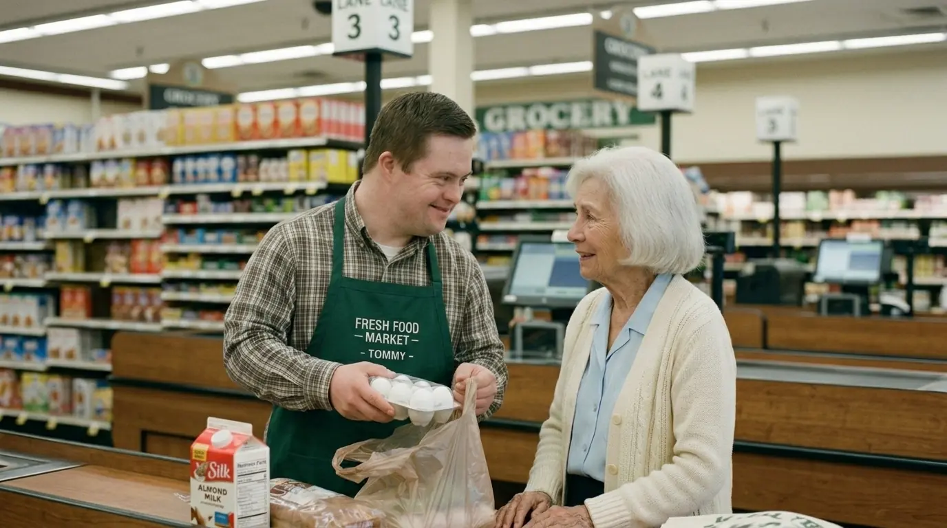 Everyone Thought He Was Just a Slow Grocery Bagger — Until He Became the Only One Who Noticed She Disappeared and Saved Her Life
