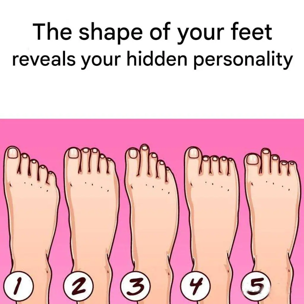 There are 5 types of feet: each indicating a particular personality type go to the first comment ...đ