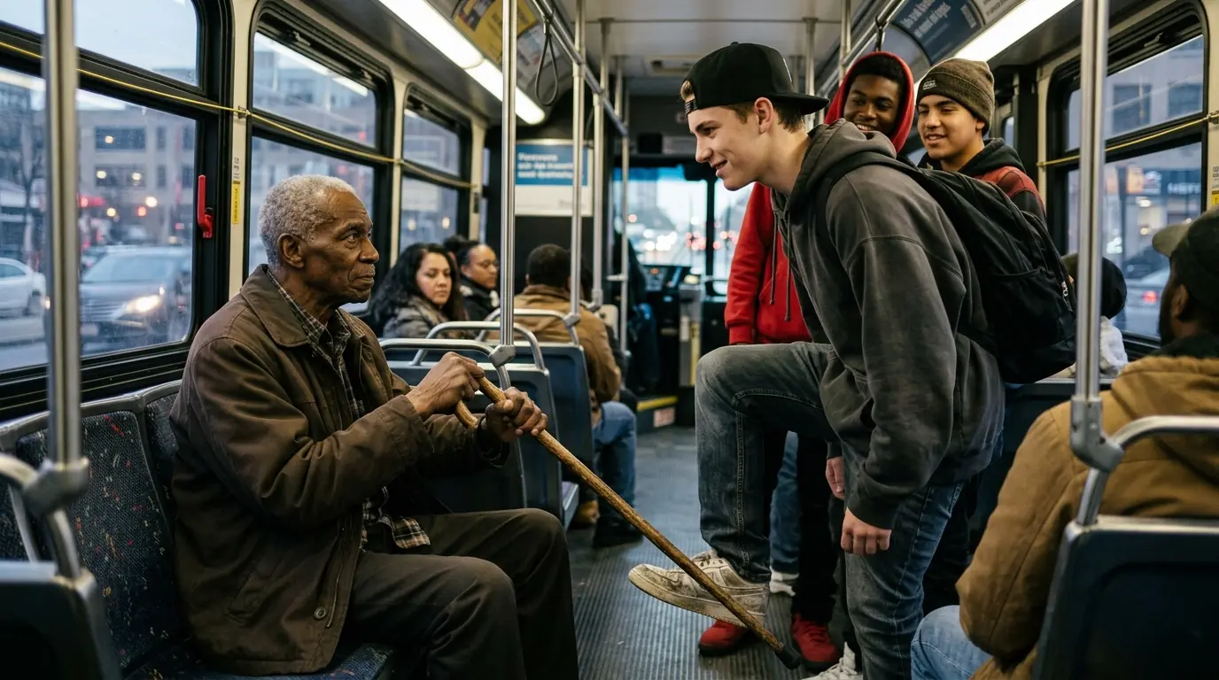 Thugs Bully an Old Veteran on Bus — They Instantly Regret It