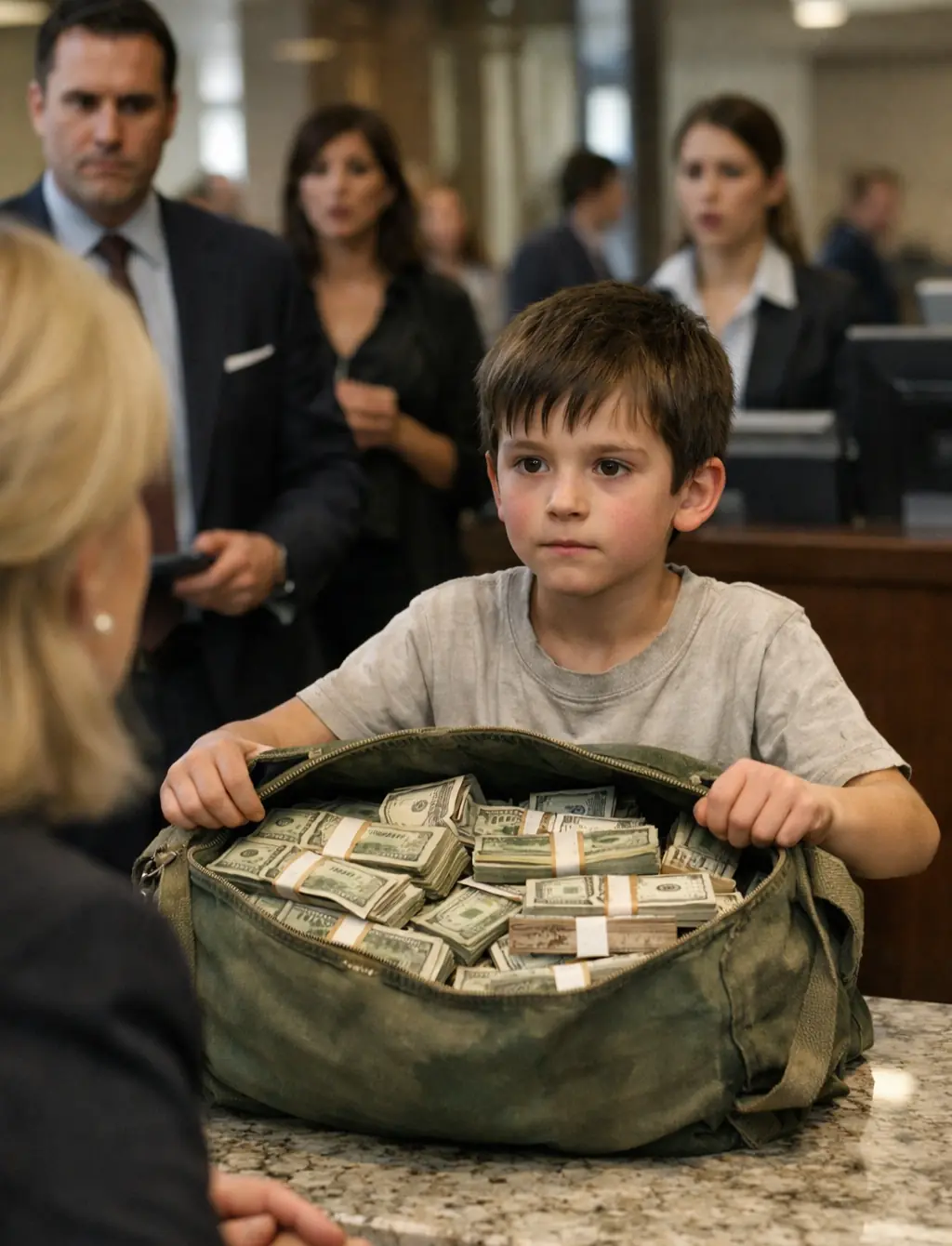 An 8-Year-Old Walked Into a Bank Alone—What He Pulled Out of That Old Bag Left Everyone Speechless