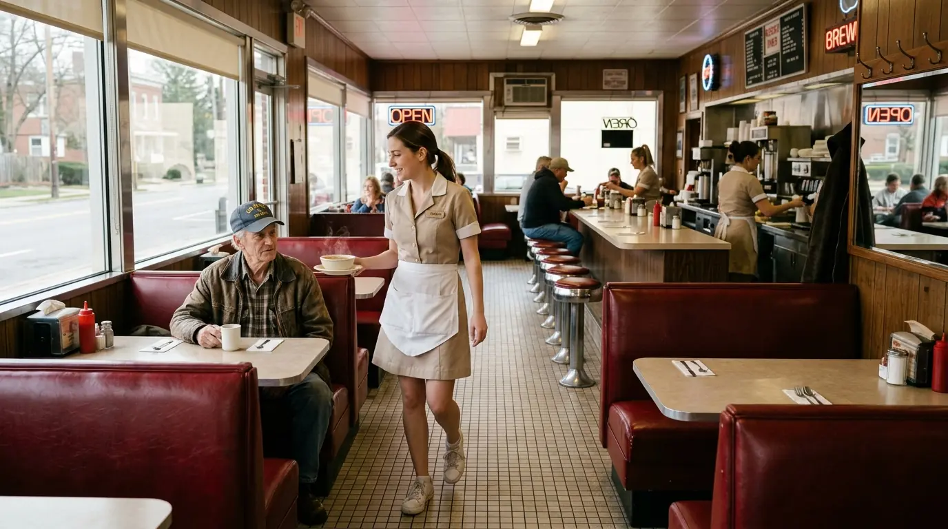 Waitress Brings Soup to an Old Man — Then He Hands Her a Card With Only One Word