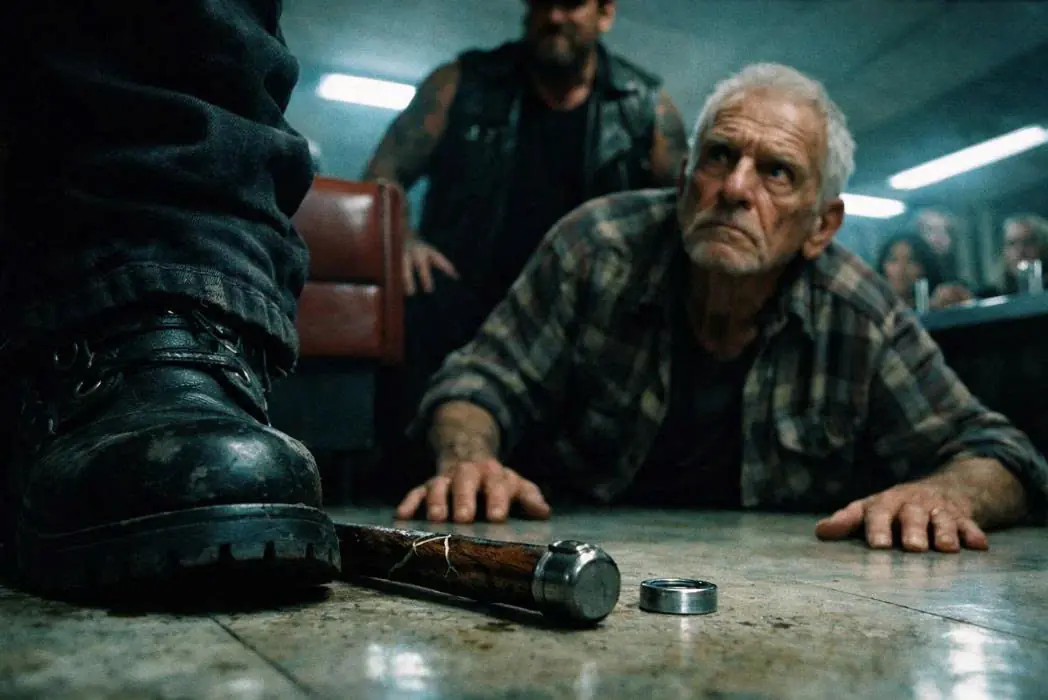 The biker thought he’d cornered a helpless old man — the ledger proved otherwise