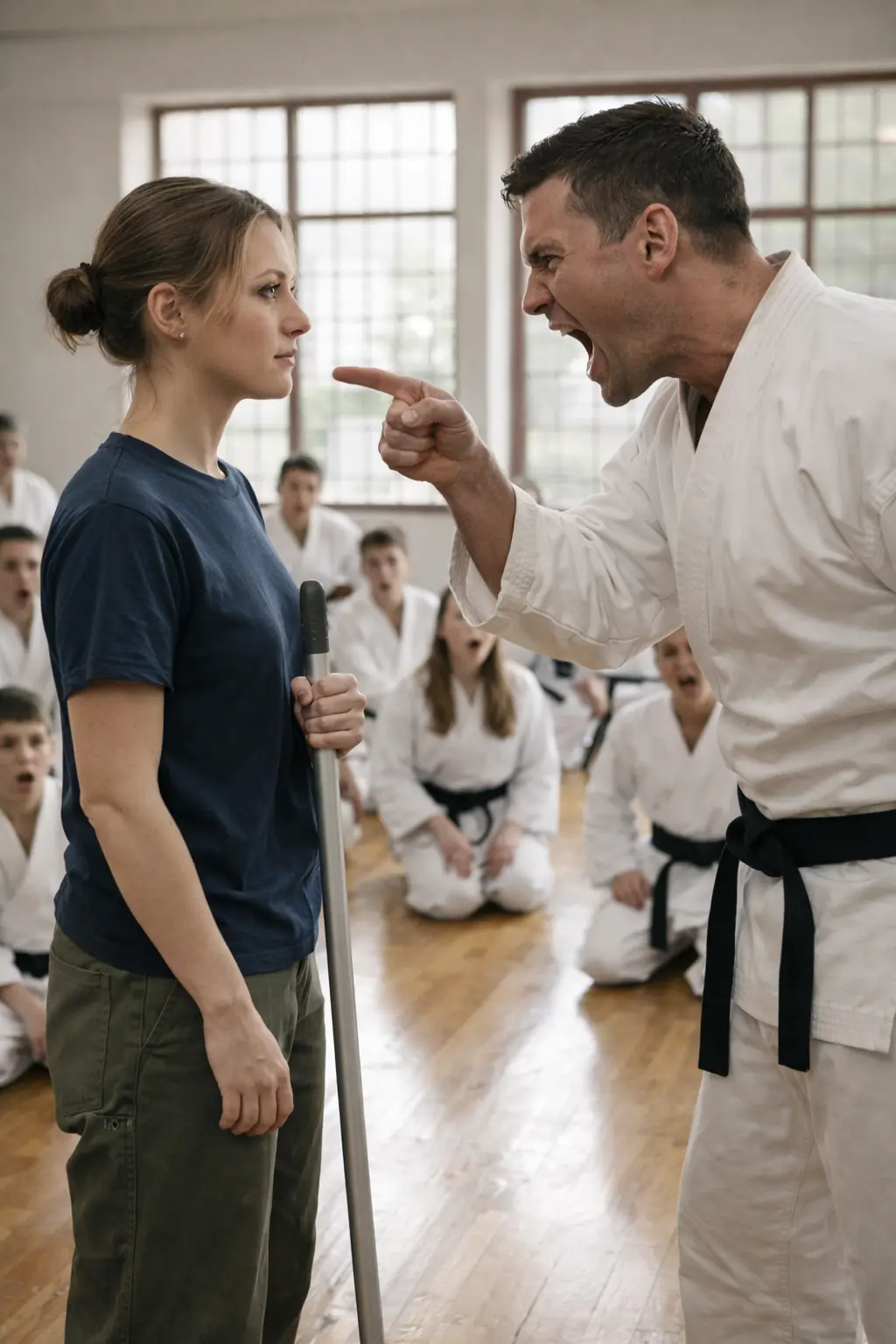 A black belt karateka lashed out at a simple cleaner and tried to humiliate her in front of all the athletes—but one move from the girl stunned the entire hall