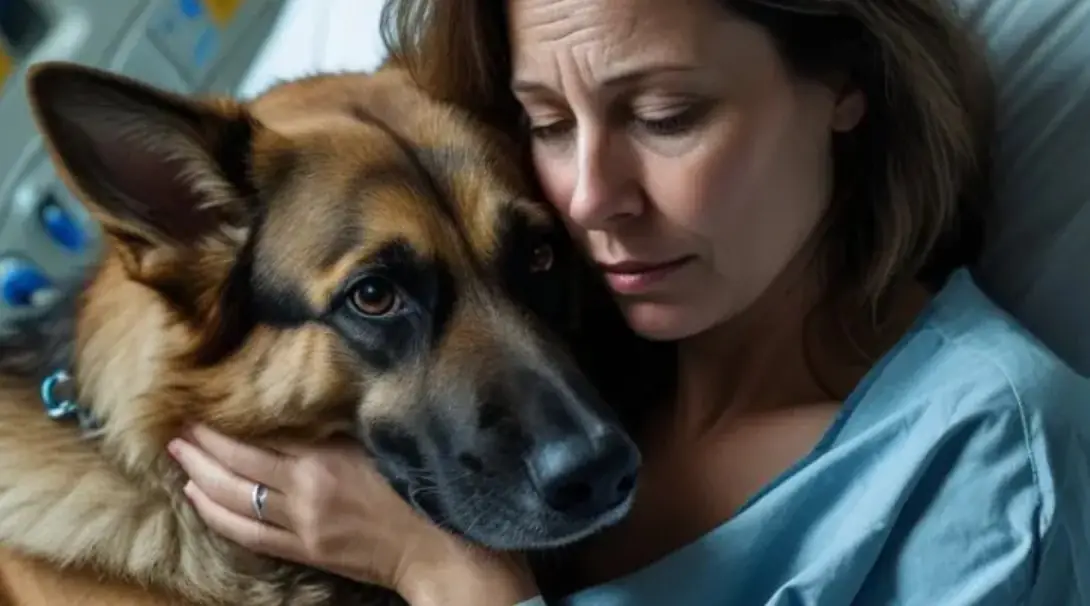 A woman, who was scheduled for surgery for a serious tumor, asked to see her loyal dog Greta one last time.