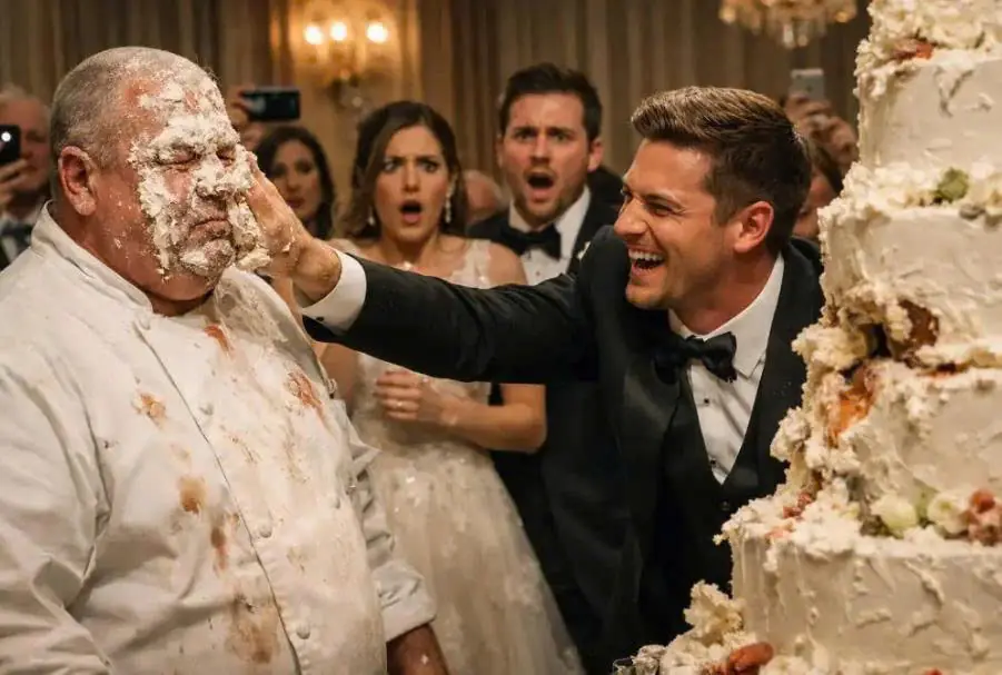 The Groomsman Mocked a Quiet, Overweight Chef During the Cake Cutting — Then His Face Turned WHITE