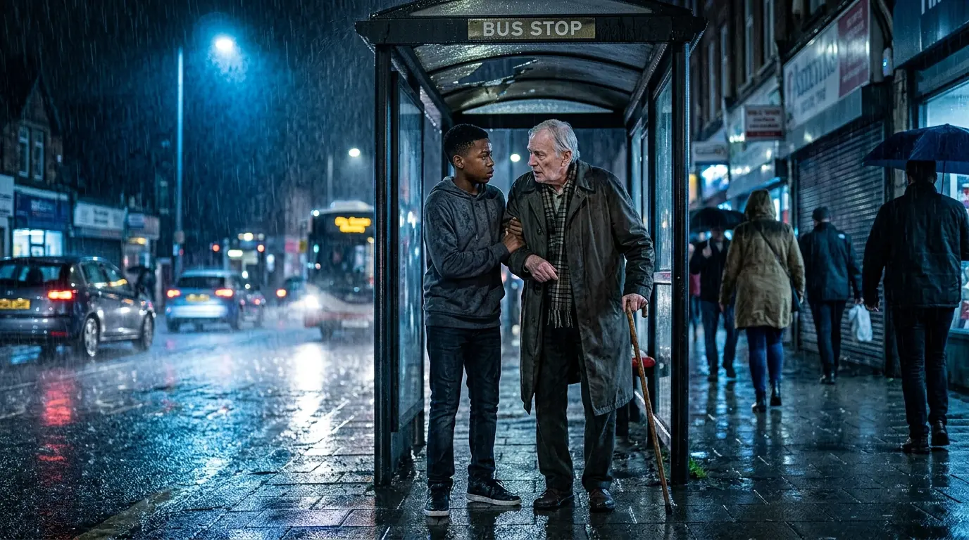 Poor Black Boy Walks an Old Man Home in a Storm — Next Day Billionaire Sends Men