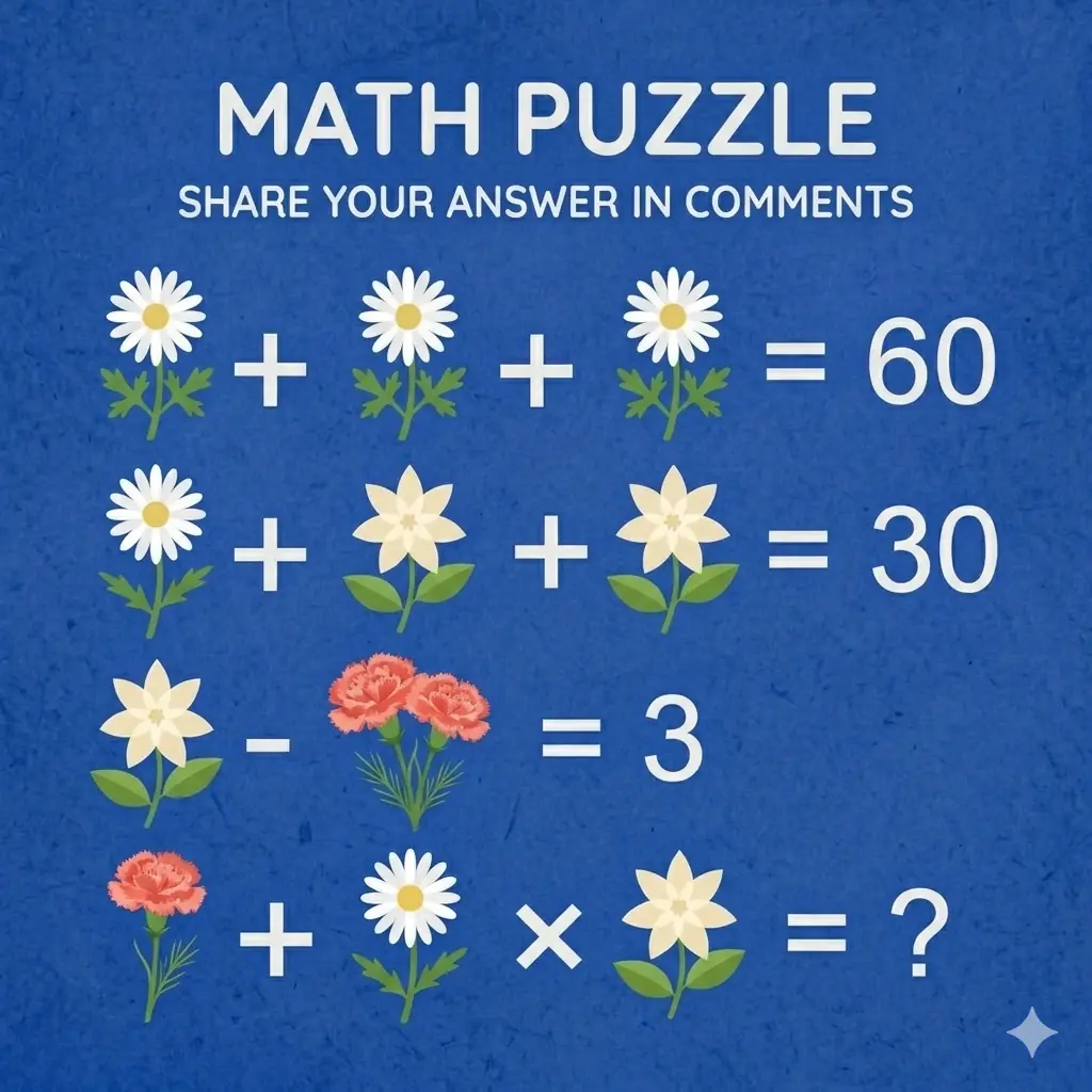 Solve This Tricky Flower Math Puzzle – Only Sharp Minds Get It Right!