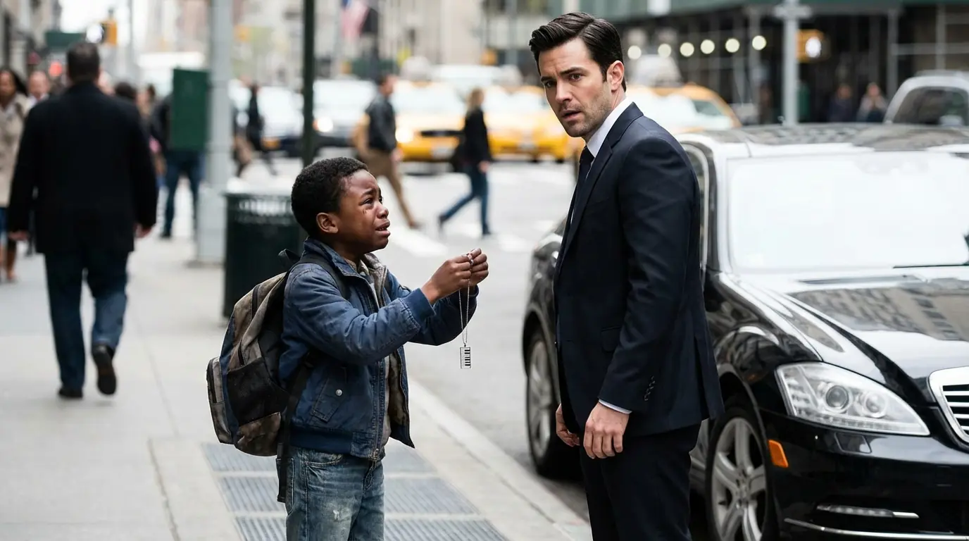 “Can You Buy This ” A Poor Boy Asks a Billionaire — He Ignores Him Until He Notices the Necklace