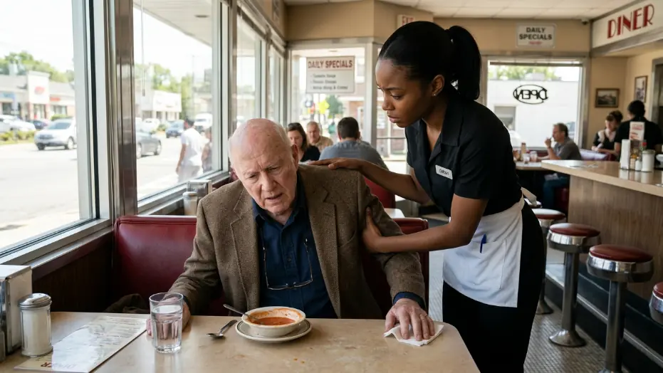 A Waitress Saved a Billionaire Old Man From Falling — He Gave Her a Card With One Word: “Keys.”.