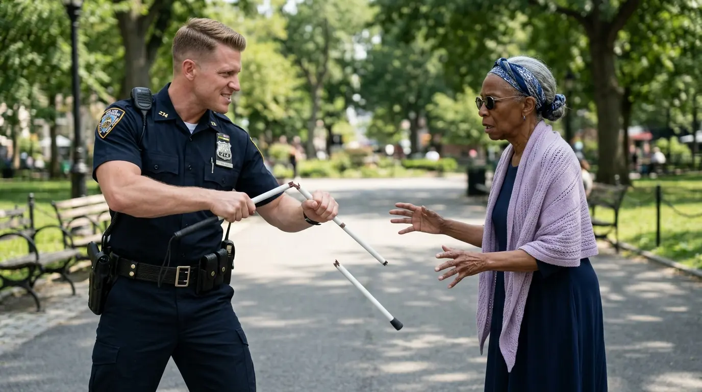 Cop Breaks Blind Black Woman’s Cane in Public — But He Had No Idea Her Son Was A U.S. Army Major